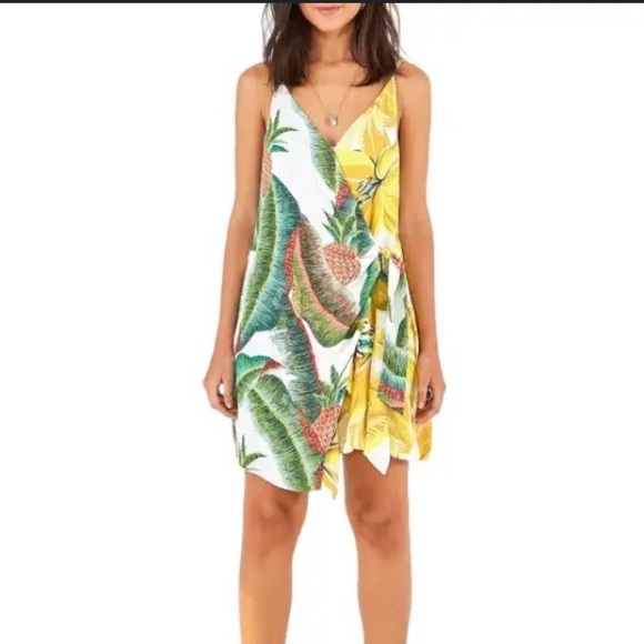 Farm Rio Azalea Forrest Mini Wrap Dress Women's Size Small Tropical - Picture 1 of 9